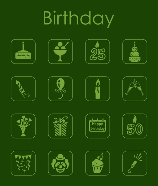誕生日のシンプルなアイコンのセット — ストックベクタ