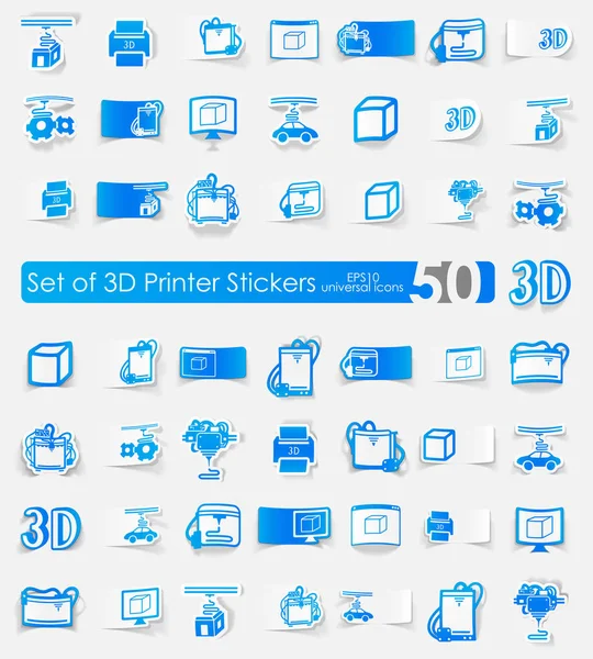 3 d プリンターのステッカー セット — ストックベクタ