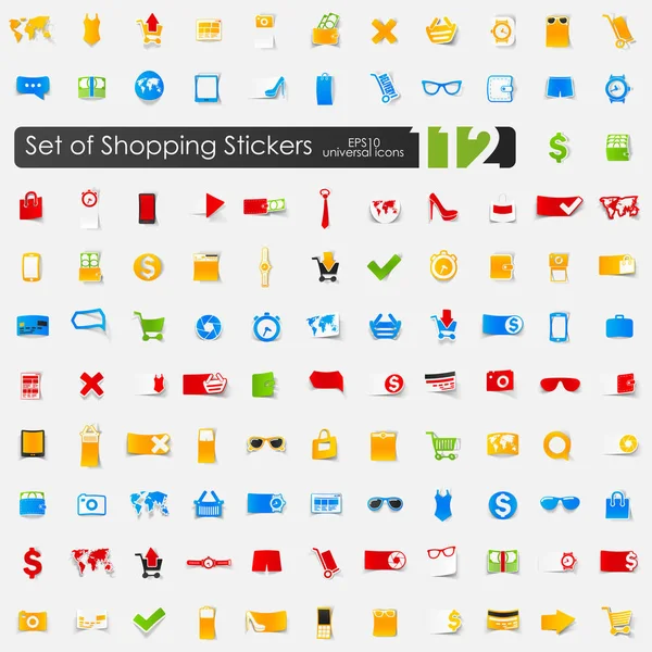 Set van winkelen stickers — Stockvector