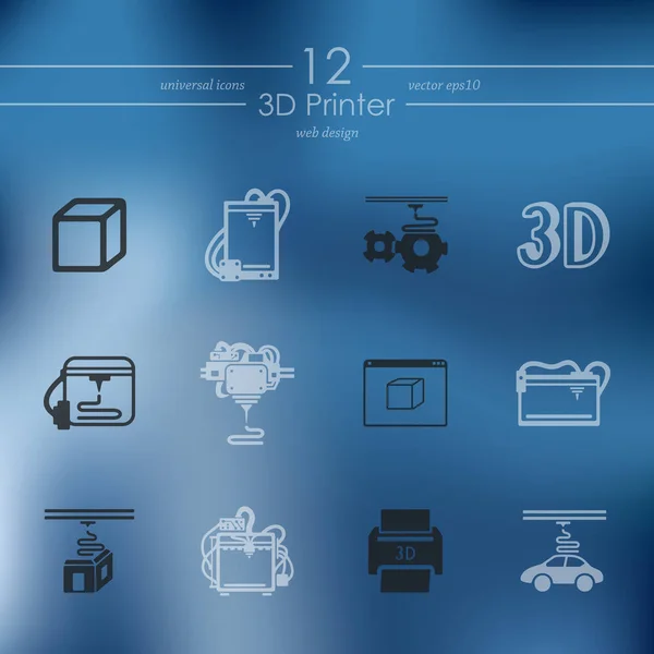 Set van drie d printersymbolen — Stockvector