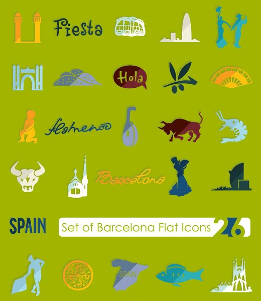 Set of Barcelona icons — Stock Vector