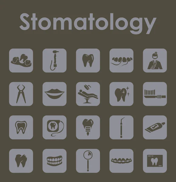 Uppsättning stomatologi enkla ikoner — Stock vektor