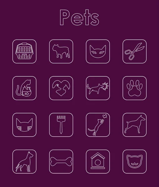 Conjunto de mascotas iconos simples — Archivo Imágenes Vectoriales