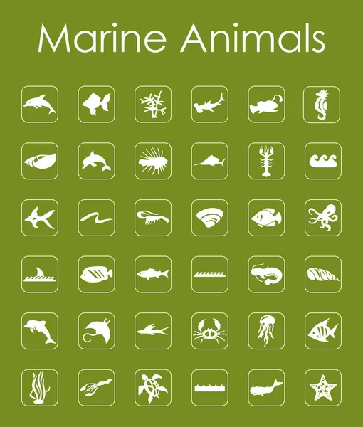 Conjunto de animales marinos iconos simples — Archivo Imágenes Vectoriales