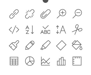 Piksel ince çizgi simgeler