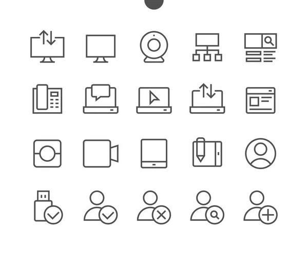 Pixel Thin Line Icons — Stock Vector