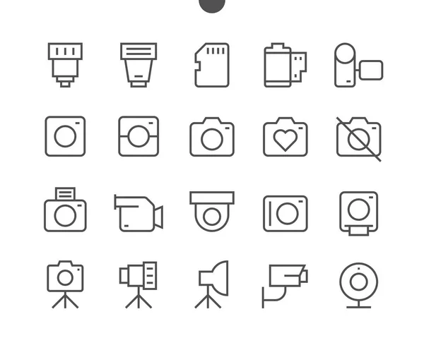 Icônes de ligne mince de pixel d'interface utilisateur — Image vectorielle