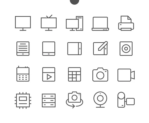 Ícones de linha fina de pixel UI — Vetor de Stock