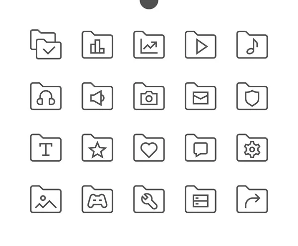 Iconos de línea delgada de píxeles de IU — Archivo Imágenes Vectoriales