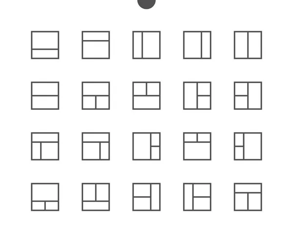 Icônes de ligne mince de pixel d'interface utilisateur — Image vectorielle