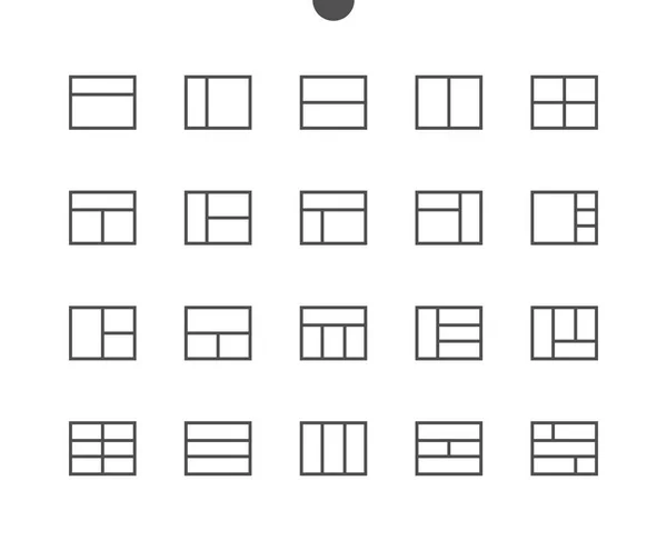 Icônes de ligne mince de pixel d'interface utilisateur — Image vectorielle