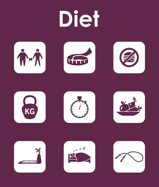 Set van de eenvoudige pictogrammen dieet — Stockvector