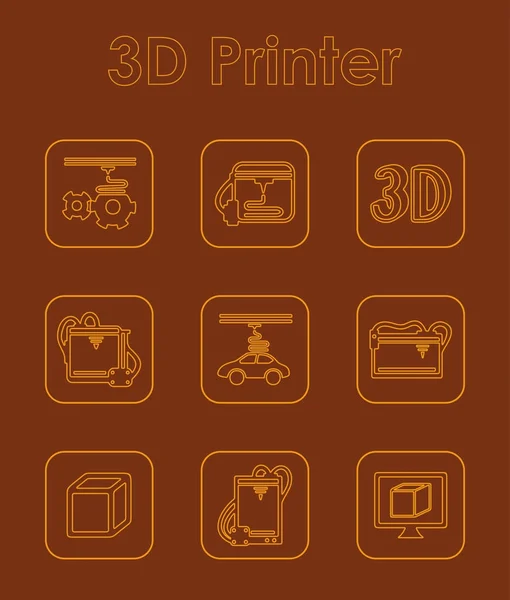 套三 d 打印机简单图标 — 图库矢量图片