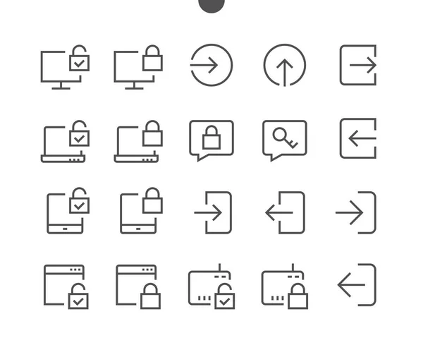 Login Icone linea sottile — Vettoriale Stock