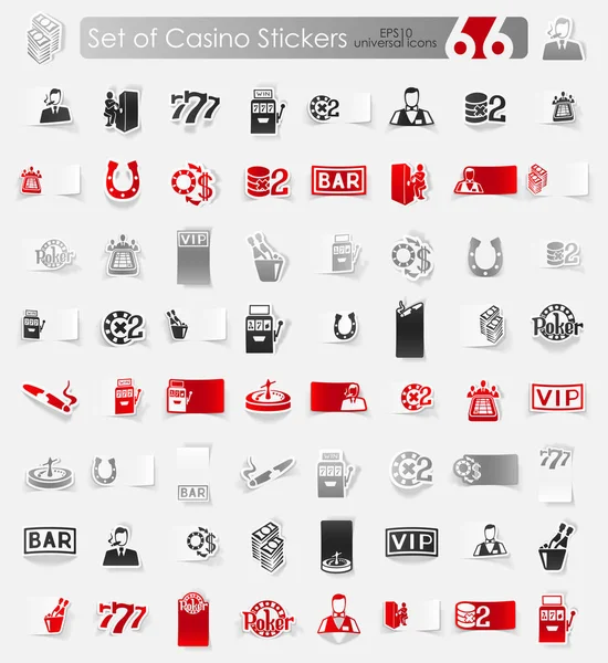 Σετ με αυτοκόλλητα καζίνο — Διανυσματικό Αρχείο