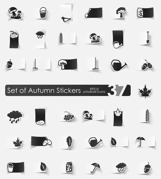 Jeu de stickers automne — Image vectorielle