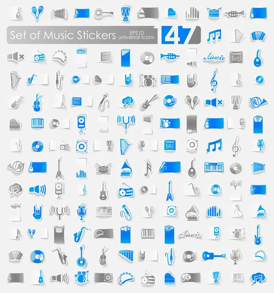 Set of music stickers — Stock Vector