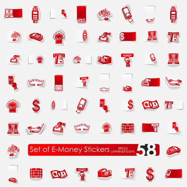 Set of e-money stickers — Stock Vector