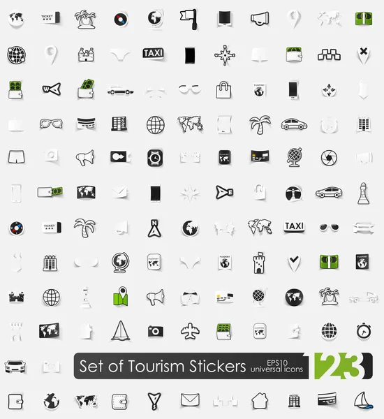 Jeu de stickers tourisme — Image vectorielle