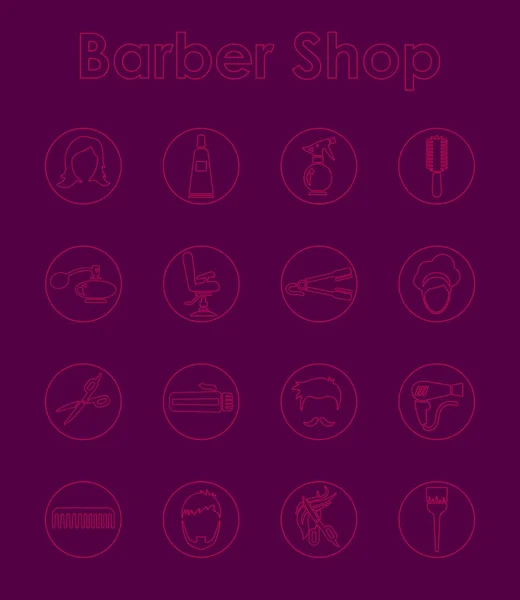 Conjunto de ícones simples barbearia — Vetor de Stock