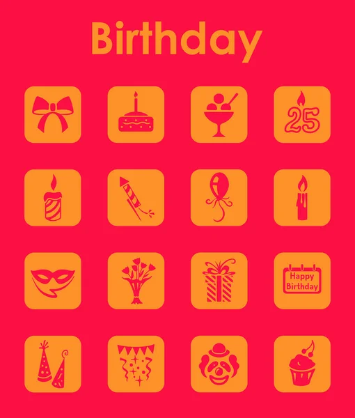 誕生日のシンプルなアイコンのセット — ストックベクタ