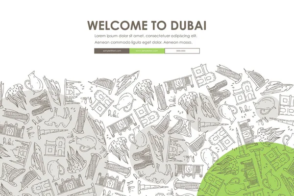 Plantilla Dubai Doodle — Vector de stock