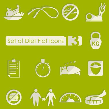 Set of diet flat icons, vector illustration clipart