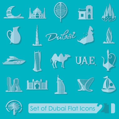 Dubai düz simgeler, vektör çizim set