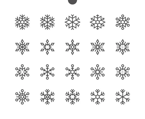 Fiocchi Neve Linea Icone Illustrazione Vettoriale — Vettoriale Stock
