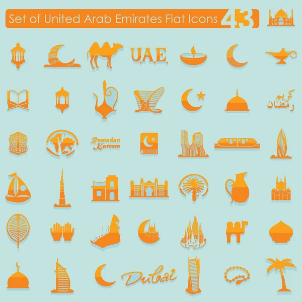 Conjunto Iconos Planos Los Emiratos Árabes Unidos Ilustración Vectorial — Vector de stock