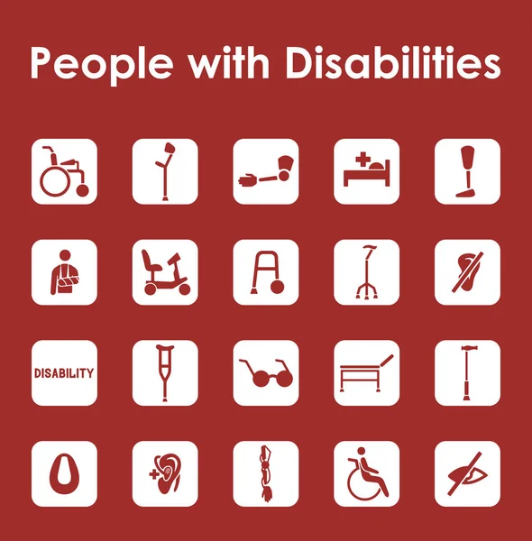 障害者向けのシンプルな Web アイコンを持つ人々 のセット — ストックベクタ