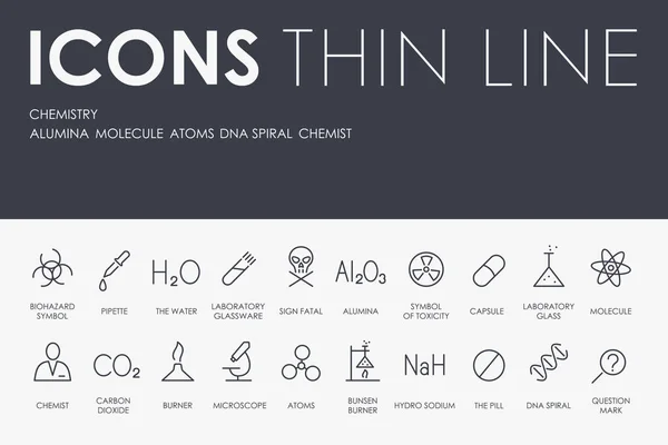 Vektor Illustration Design Set Von Chemie Dünnen Linien Vektor Symbole — Stockvektor