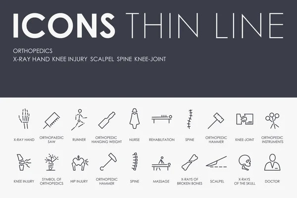 Diseño Ilustración Vectorial Conjunto Orthopedics Thin Line Vector Iconos Pictogramas — Vector de stock