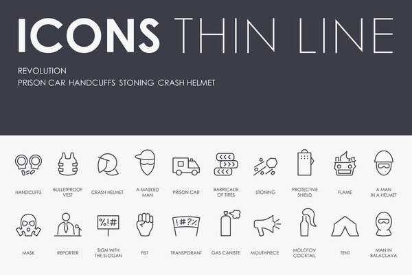 vector illustration design Set of REVOLUTION Thin Line Vector Icons and Pictograms