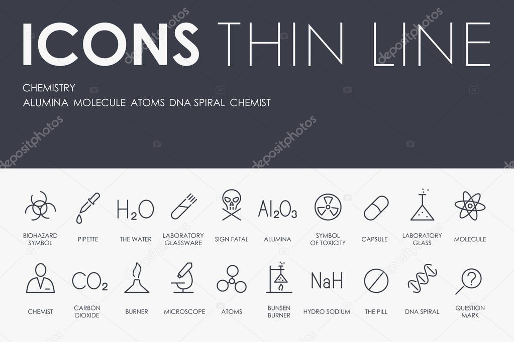 vector illustration design Set of CHEMISTRY Thin Line Vector Icons and Pictograms