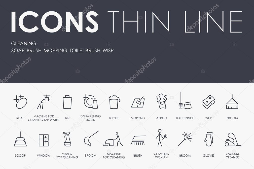 vector illustration design Set of CLEANING Thin Line Vector Icons and Pictograms
