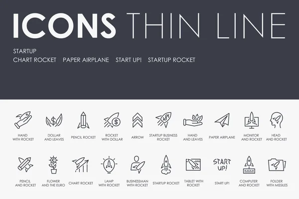 Set Startup Thin Line Vector Icons Pictograms — Stock Vector