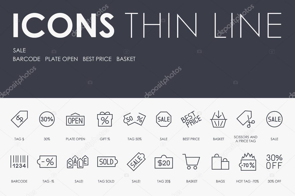 Set of sale Thin Line Vector Icons and Pictograms