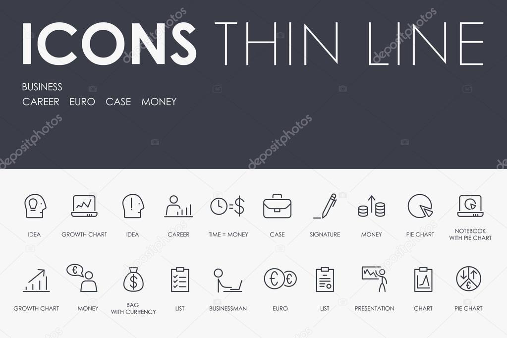 Set of business Thin Line Vector Icons and Pictograms