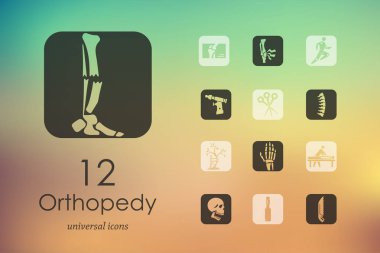 Ortopedi modern simgeler mobil arabirimi ile ilgili arka plan bulanık. Renkli vektör çizim