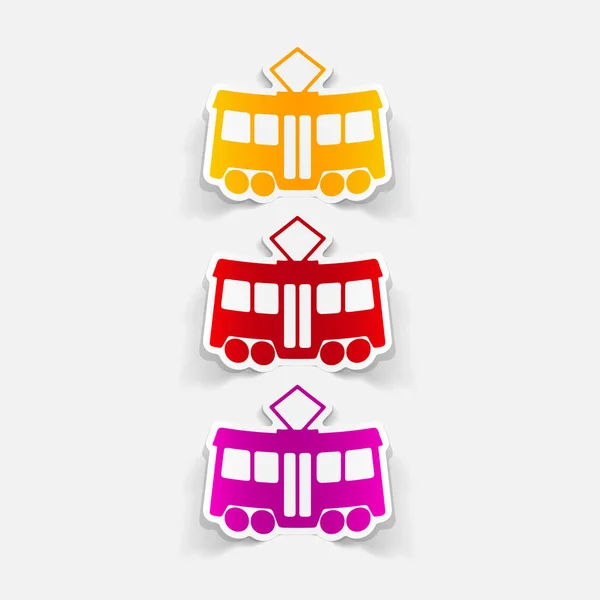 Set Icone Del Tram Illustrazione Vettoriale Colorata — Vettoriale Stock