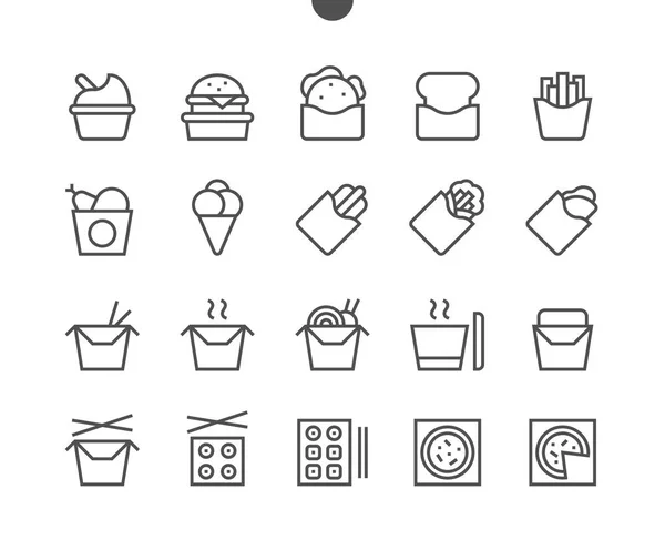 Uppsättning Mat Linje Ikoner Isolerad Vit Bakgrund — Stock vektor