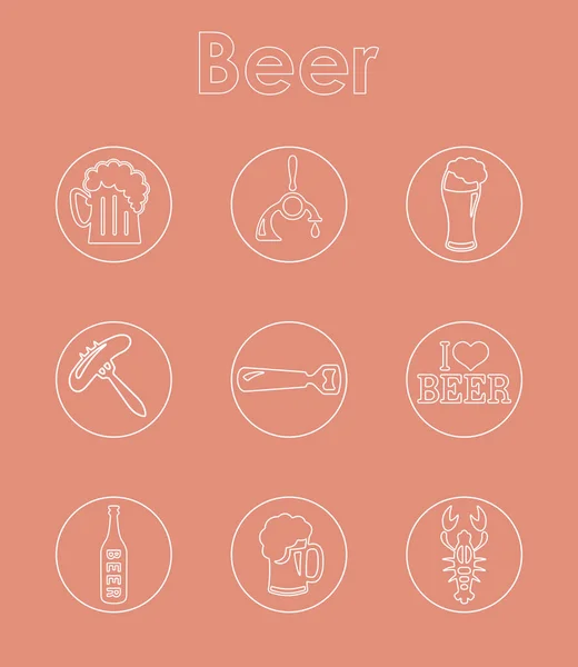 Set Voor Bier Eenvoudige Web Icons Cirkels Een Oranje Achtergrond — Stockvector