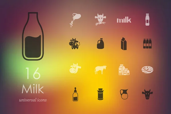 Iconos Modernos Leche Para Interfaz Móvil Sobre Fondo Borroso — Vector de stock