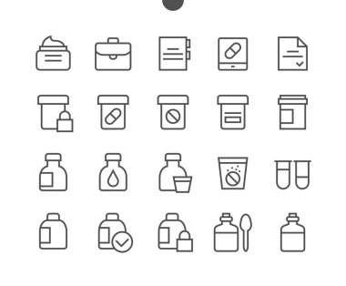 Tıp UI piksel mükemmel iyi hazırlanmış vektör ince çizgi simgeler 48 x 48 Web grafikleri ve Apps düzenlenebilir inme ile 24 x 24 ızgara için hazır. Basit en az piktogram Bölüm 3-3