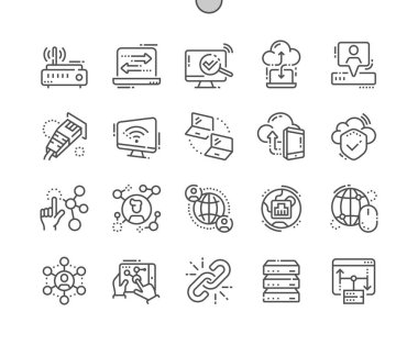 Ağ iyi hazırlanmış piksel mükemmel vektör ince çizgi simgeleri 30 2 x kılavuz Web grafikleri ve Apps. Basit en az piktogram