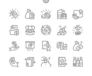 İyi hazırlanmış piksel mükemmel vektör ince çizgi simgeler 30 2 Finans kılavuz Web grafikleri ve Apps-x. Basit en az piktogram