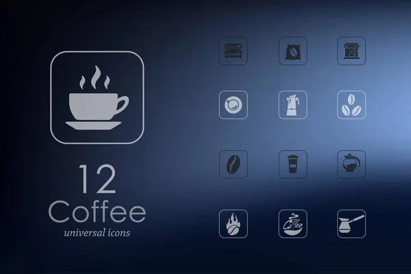 Koffie Moderne Iconen Voor Mobiele Interface Onscherpe Achtergrond — Stockvector