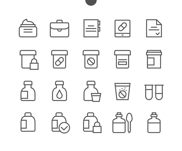 Icônes Ligne Mince Vectorielle Parfaite Interface Utilisateur Médecine 48X48 Prête — Image vectorielle