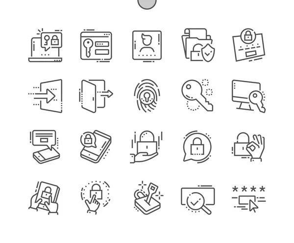 Login Ben Realizzato Pixel Perfect Vector Thin Line Icons Griglia — Vettoriale Stock